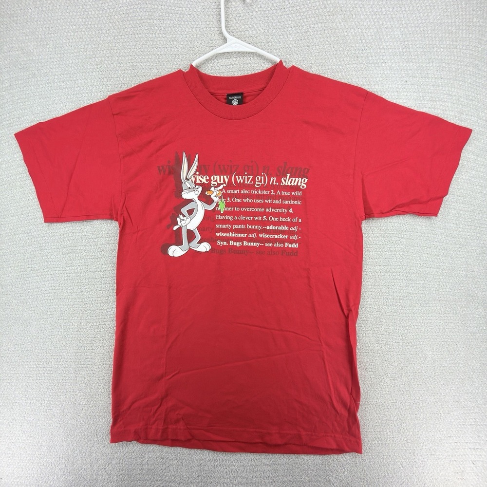 Vintage 90s Warner Bros Bugs Bunny Wise Guy T Shirt Large Red USA Looney Tunes